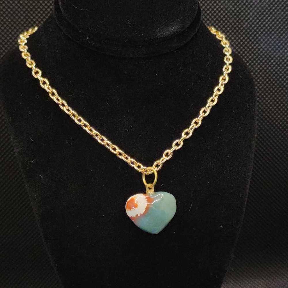 Vintage 18k Gold Plate 20" Chain Unique Hand Carved Pendant Necklace